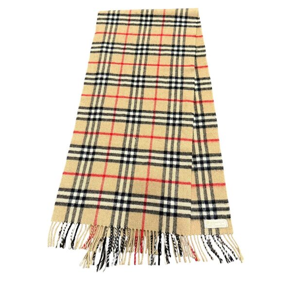 Burberrys of London Cashmere Scarf Beige Classic Nova Check 52” Long x 12” Wide - Picture 1 of 7